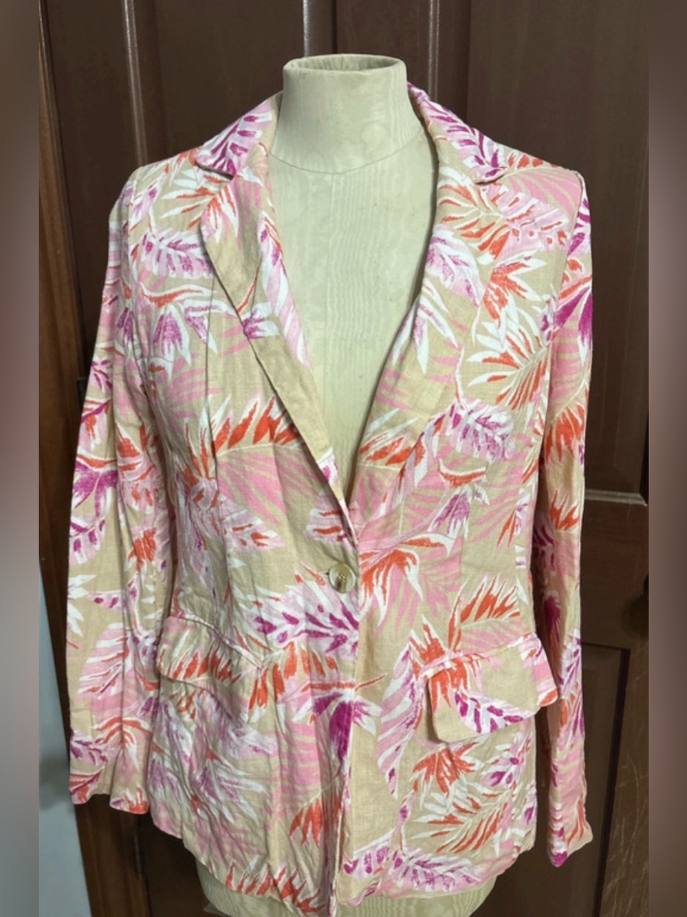 Skies are Blue tropical cotton linen blazer jacket size small